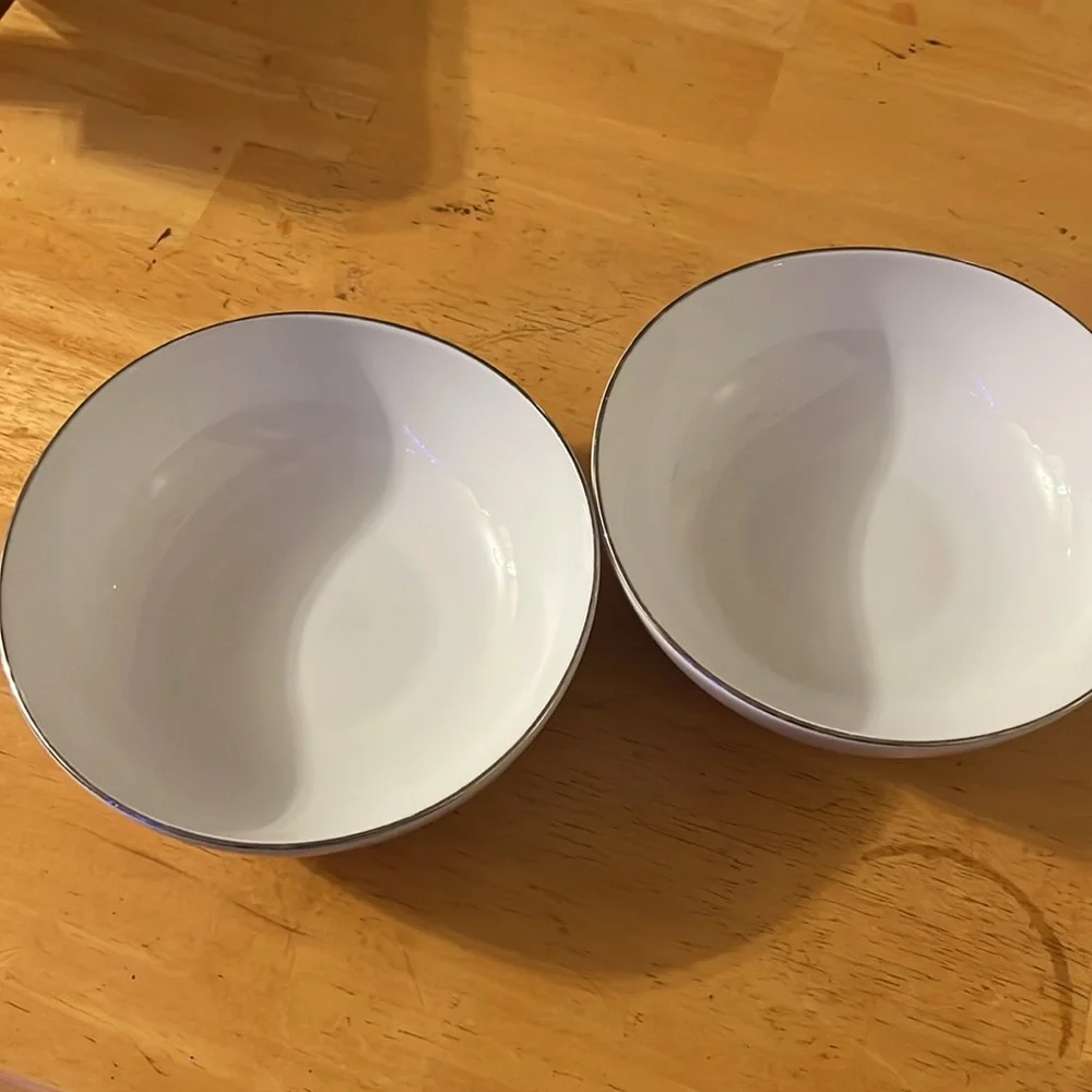West Elm Organic Shaped Bowls- Silver Rimmed (DISCONTINUED)